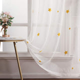 1 x RAW Customer Returns MIULEE Curtain Sheer Set of 2 Voile Stars Embroidery Eyelets Transparent Decorative Curtain Eyelet Curtains Window Curtain for Children s Room Living Room Bedroom 140 x 175 cm W x H Stars Gray - RRP €27.72