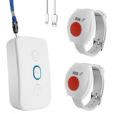 1 x RAW Customer Returns Emergency call button for seniors wireless doorbell, home emergency call seniors waterproof, nursing elderly panic alarm doorbell children and pregnant women suitable set, 1 receiver and 2 emergency call buttons - RRP €25.99