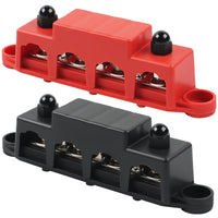 1 x RAW Customer Returns 12V-48V DC Busbar Distribution Block 250A BusBar Box with 4 x M8 Terminal Bolts Heavy Duty Module, Power Distribution Block Grounding Current for Car RV Boat Yacht Red Black, 2PCS  - RRP €32.76