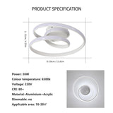 1 x RAW Customer Returns Modern LED Ceiling Lamp, 36W LED Ceiling Light Spiral Shape Design, Cold White Light 6500K, White LED Chandelier for Bedroom Living Room Kitchen Corridor - RRP €38.99