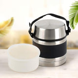 1 x RAW Customer Returns family Stainless Steel Food Thermos, Insulated Container for Solids and Liquids with Inner Containers for Soups, Sauces or Salads Black, 0.75L  - RRP €22.99