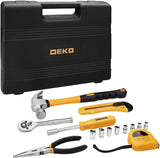 1 x RAW Customer Returns DEKO tool set, 65-piece household hand basic tool set with plastic tool box storage case for DIY, home and equipment maintenance - RRP €39.99