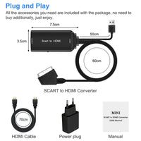 1 x RAW Customer Returns TLsiwio Scart to HDMI Cable Adapter with HDMI and Scart Cable, Scart HDMI Converter Supports HDMI 720p 1080p Output for HDTV Blu-ray DVD Sky VHS PS3 - RRP €19.8