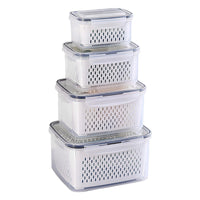 1 x RAW Customer Returns Kongming refrigerator organizer, food storage containers with lid, food storage containers, refrigerator organizer set, fridge organizer 4-piece set 800ml 1700ml 3150ml 4150ml, with lid and sieve white  - RRP €24.99