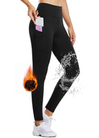 1 x RAW Customer Returns BALEAF thermal leggings women with pockets hiking leggings compression fitness pants high waist running pants long outdoor pants water-repellent lined black XXL - RRP €35.24