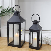 3 x RAW Customer Returns JHY DESIGN Set of 2 Decorative Lanterns 44.5 cm 24 cm High Lanterns Outdoor Black Candle Lanterns Large Hanging Lantern for Indoor Events Parity Weddings Vintage Style Decorative Black  - RRP €196.26