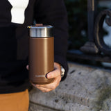 1 x RAW Customer Returns Quokka Boost - Chocolate 400 ML Stainless Steel Thermal Travel Tumbler for Coffee with Tea Infuser - RRP €22.5