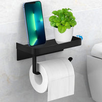 1 x RAW Customer Returns LIWIN toilet paper holder without drilling with shelf, brushed stainless steel toilet roll holder WC paper holder toilet paper holder toilet paper holder with shelf box toilet paper holder matt black - RRP €9.06