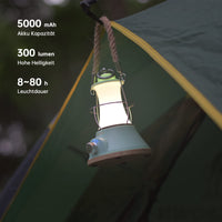 1 x RAW Customer Returns LED Camping Lamp Rechargeable, Retro Camping Lanterns 5000mAh Battery Lamp Battery Operated 300 Lumen, 4 Light Modes, 80h Light Duration, Continuously Dimmable, IP44 Waterproof Tent Lamp Emergency Lamp Power Failure - RRP €30.0