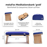 1 x RAW Customer Returns metaFox meditation bench Foldable stool made of bamboo with cushion and carrying bag For your mindfulness and meditation practice Alternative to the meditation cushion Blue, Large  - RRP €60.46