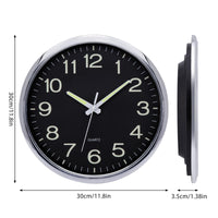 1 x RAW Customer Returns Warminn Luminous Wall Clock Without Ticking Noises Silent 30 cm Quartz Modern Large Battery Operated Wall Clock Easy to Read for Room Home Kitchen Bedroom Office School Silver  - RRP €22.18