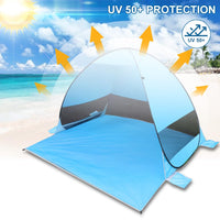 1 x RAW Customer Returns BIHEE Beach Shelter Pop Up Tent 200 x 165 x 130 cm Beach Tent for 2-3 People UV Protection, Waterproof Portable Throw Tent Light Beach Tent for Camping, Beach, Garden, Barbecue Party, Hiking Trip - RRP €33.26