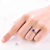 1 x RAW Customer Returns YL engagement ring wedding ring 925 sterling silver with amethyst February birthstone infinity ring solitaire ring for women size 54  - RRP €49.99