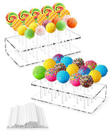 1 x RAW Customer Returns RISAKOGO 2 pieces cake pop stand, with 100 cake pop sticks - cake pop stand 20 holes lollipop holder lollipop stand for sweets decoration birthday - RRP €12.99