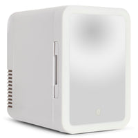 1 x RAW Customer Returns Peach Beauty Mini fridge with LED mirror Mini fridge with cooling and heating function 12V, 5L Make Up mini fridge Small fridge for room, car, camping White - RRP €44.99