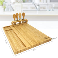 1 x RAW Customer Returns joeji s Kitchen Cheese Board Bamboo - Cheese Board with Cheese Knife Set - Cheese Board - Wooden Serving Plate - Ideal for Christmas Wedding and Housewarming Gifts - Gifts - RRP €27.96