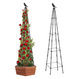 1 x RAW Customer Returns 165cm MYMULIKE Garden Obelisk Tower Roses Trellis Trellis Metal Core Garden Rose Decor Trellis for Climbing Plants, Climbing Aid, Roses and Flowers Stand Trellis Vegetables - RRP €19.99