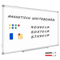 1 x RAW Customer Returns QUEENLINK Magnetic Whiteboard, Erasable Whiteboard 50x70cm Erasable Whiteboard with Aluminum Frame, with Pen Tray and Hooks - RRP €35.28