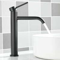 1 x RAW Customer Returns Maynosi wash basin mixer high, mixer with spout height 190mm, without waste set, bathroom faucet with flexible hoses, modern minimalist design, matt black - RRP €52.42