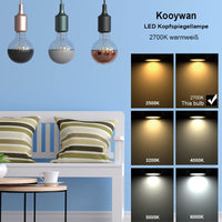 1 x RAW Customer Returns KOOYWAN LED head mirror bol lamp black 6W 2700K E27 dimmable warm light G95 2pcs - RRP €25.58