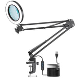 1 x RAW Customer Returns Magnifying Glass Lamp, Jubor 10X 8X Magnifying Glass with Light and Swivel Arm Stand, Desk Lamp with 72 Dimmable LEDs for Reading, Repairing, Handwork - RRP €35.99