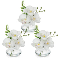 1 x RAW Customer Returns Briful Set of 3 Artificial Flowers Artificial Orchids Artificial Flowers Like Real Decorative Flowers with Glass Vase Bathroom Decoration Artificial Plant for Living Room Party Office Bathroom - RRP €25.2