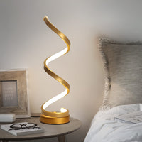 1 x RAW Customer Returns Table Lamp Spiral LED Bedside Lamps Table Lights Modern Golden 16W 1440LM Eye Protection Decorative Desk Lamp Curved For Bedroom Living Room Plug EU 220V 4500K White Natural  - RRP €42.99