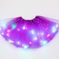 1 x RAW Customer Returns Girls Tutu Skirt with LED Lighting Stars Sequins, Small Neon Colorful Luminous Party Dance Dress Princess Clothing Ballet for 3-8 Years Children - Dark Purple - RRP €13.5