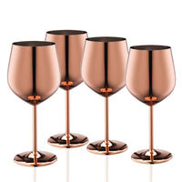 1 x RAW Customer Returns WOTOR Rose Gold Wine Glasses Set of 4, 540ml Stainless Steel Wine Glasses, Robust Unbreakable Goblets, Suitable for Outdoor, Camping, Pool, Travel - RRP €45.23