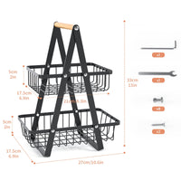 1 x RAW Customer Returns Cisivis Fruit Etagere Fruit Baskets, Removable Fruit Basket, 2 Tier Metal Fruit Bowl for Bread, Vegetables, Snacks, Storage for Kitchen - Black - RRP €14.11