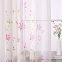 1 x RAW Customer Returns Yujiao Mao voile curtain with floral print Flowers colorful curtains scarf with ruffle tape 1 pack pink WxH 150x245cm - RRP €18.49