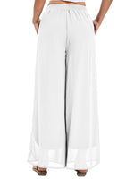 1 x RAW Customer Returns Famulily Chiffon Yoga Pants Wide Leg Beach Cover up Pants Elastic High Neck Loose Double Layer Pants White XXL - RRP €30.24