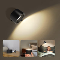 1 x RAW Customer Returns tekstap LED wall light indoor without power connection, touch control 3 color modes 3 brightness levels infinity wall lamp, 360 rotatable LED wall light wireless for living room bedroom black 1 piece  - RRP €19.89