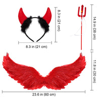 8 x Brand New 60 cm Halloween wings red, angel wings red with devil horn red, red angel costume women, angel wings red, red angel costume girls, devil wings Helloween, angel and devil wings costume women - RRP €72.48