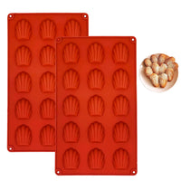 20 x Brand New Meajore 2 Pack Madeleine Baking Molds Silicone Baking Mold for Madeleine 15 Cavities, Red  - RRP €221.8