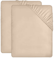 1 x RAW Customer Returns Utopia Bedding - Set of 2 fitted sheets 90x200cm - Beige - Brushed microfiber fitted sheet - 35 cm deep pocket - RRP €18.99