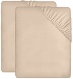 1 x RAW Customer Returns Utopia Bedding - Set of 2 fitted sheets 90x200cm - Beige - Brushed microfiber fitted sheet - 35 cm deep pocket - RRP €18.99