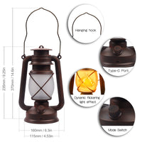 1 x RAW Customer Returns Martiount LED Vintage Lanterns for Outdoor Garden 2 Pack - Realistic Flame Effect Hanging Lantern with Remote Control, Timer, USB Rechargeable 4 Modes for Decorative Backyard Lawn Lighting - RRP €55.44