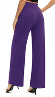 1 x RAW Customer Returns EXCHIC Women s Solid Color Loose Straight Cut Palazzo Pants High Waist Stretchy Lounge Pants with Pockets XL, Purple  - RRP €28.21