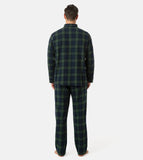 1 x RAW Customer Returns LAPASA Men s Pajama Set Relaxed Fit Lounge Top Pants, Flannel Pajamas Set M95, Dark Green Navy Blue, M - RRP €45.99