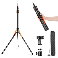 1 x RAW Customer Returns Soonpho Carbon Fiber Light Stand with 180 Reversible Legs, 1 4 -3 8 Screw Adapter and Bag, 86.6 220cm Portable Travel Tripod for Outdoor Photography, Speedlite Strobe Softbox - RRP €78.0