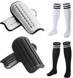 1 x Brand New YIXIPAZH 2 Pairs Soccer Shin Guards 2 Pairs Soccer Socks for Adults and Youths, Protective Gear Football Equipment for Kids Boys Girls Large Size, White Black  - RRP €17.14