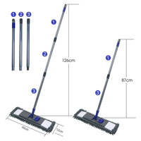 1 x RAW Customer Returns Masthome Flat Floor Mop Set, 128 cm Chenille Flat Mop with 4 Mop Pads, Wiper Set for Quick Cleaning Floor Cleaning, Send Scraping Dust Tool - Blue - RRP €28.39