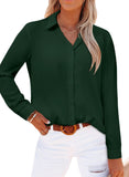 1 x RAW Customer Returns CZIMOO women s blouse shirt long sleeve casual blouse shirt elegant V-neck shirt blouses with button-down plain buttons top dark green XL - RRP €29.99