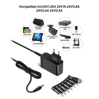 1 x RAW Customer Returns HKY 24V Universal Charger for Robot Vacuum Cleaner Conga Cecotec 1390 S1390 1290 Gryo Model 05145, Vileda M-448A SB35, External Hard Drives, LED Lamps, LCD Monitors, WiFi Router, Television, etc. - RRP €28.52