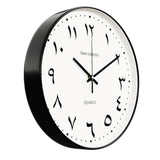 1 x RAW Customer Returns R M ORIENT 30cm Arabic wall clock round with creeping pointer without ticking noises, silent quartz movement, easy to read, large wall clock for living room, office, kitchen, restaurant black white  - RRP €34.79