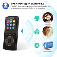 1 x RAW Customer Returns MUSRUN MP3 Player with Strong Bluetooth, 32GB Sports MP3 Player with AUX Input, Recording, FM Radio, HiFi Music, Shuffle, Time Sleeper, Matte Black Headphones, USB Cable, AUX Cable Included e - RRP €35.78