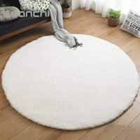 1 x RAW Customer Returns LIVEINU deep pile shaggy carpet for living room long pile easy-care round carpet high quality high thread density water absorbent bathroom carpet for living room white 120 cm - RRP €26.1