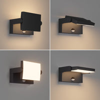 1 x RAW Customer Returns Klighten 24W outdoor wall lamp with motion detector, IP65 wall light outdoor indoor wall lamp with swivel LED panel, outdoor wall light for terrace entrance hallway, 1500 lumens, black, warm white 3000K - RRP €68.26