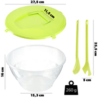 1 x RAW Customer Returns KADAX plastic salad bowl, bowl with airtight lid and cutlery, plastic bowl, mixing bowl, plastic bowl with carrying handle green  - RRP €15.11